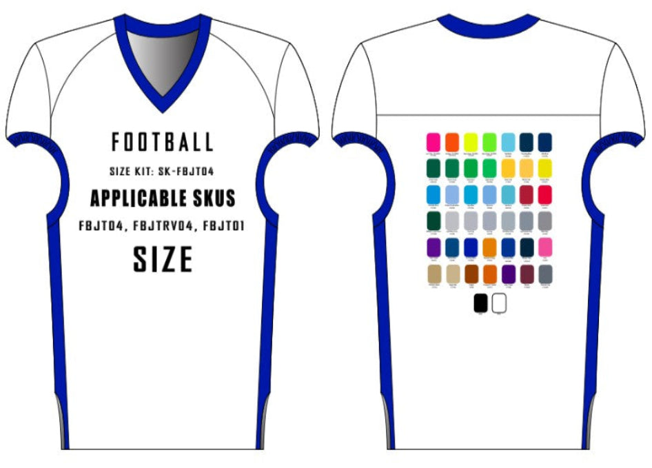 All-Pro / Rush / Nickel Football Jersey Size Samples