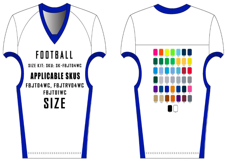 Redzone / Gameday / Wideout Football Jersey Size Samples