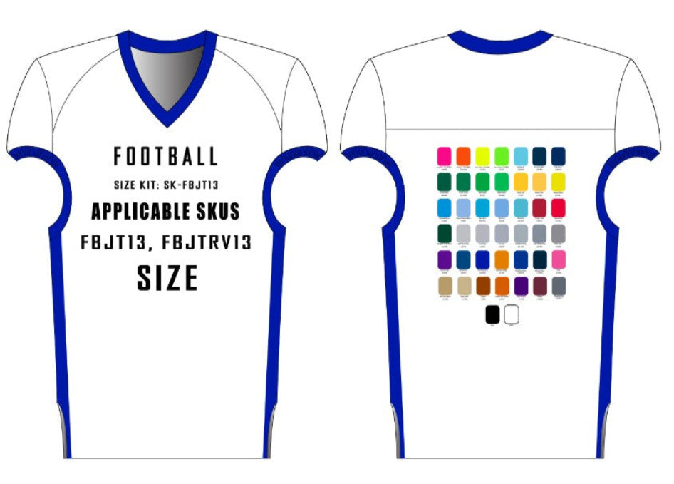 Franchise / Playmaker Football Jersey Size Samples