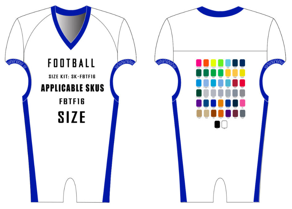 Blitz Football Jersey Size Samples (Form Fit) Size Samples