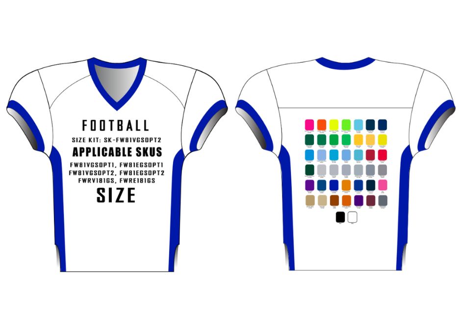 GARTER SLEEVE Flag Football Jersey Size Samples
