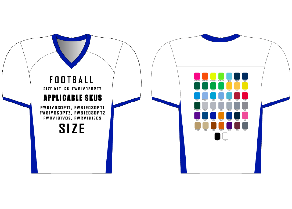 OPEN SLEEVE Flag Football Jersey Size Samples