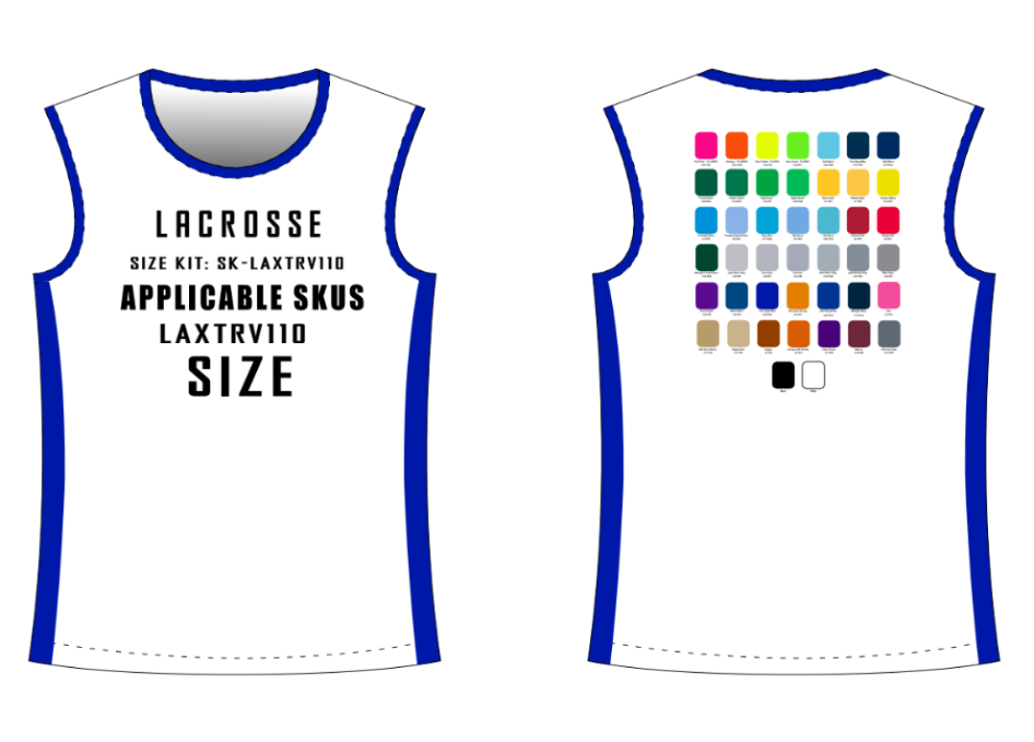 Sleeveless Lacrosse Jersey Size Samples
