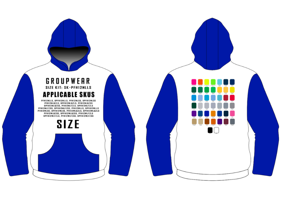 Heavy and Drifit Performance Hoodie Size Samples