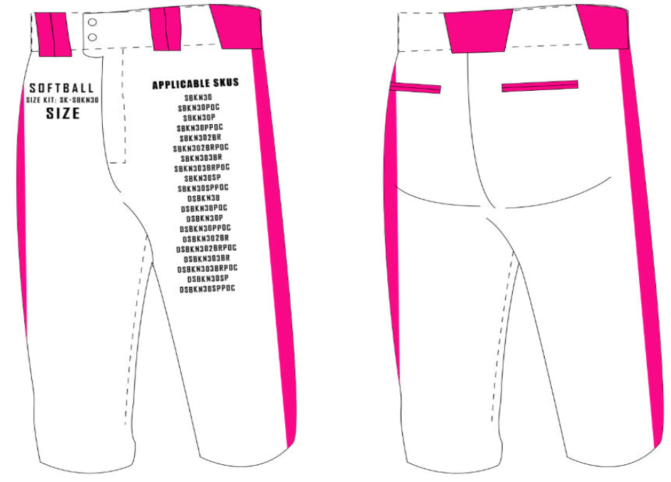Tapered Softball Knicker Pants Size Samples