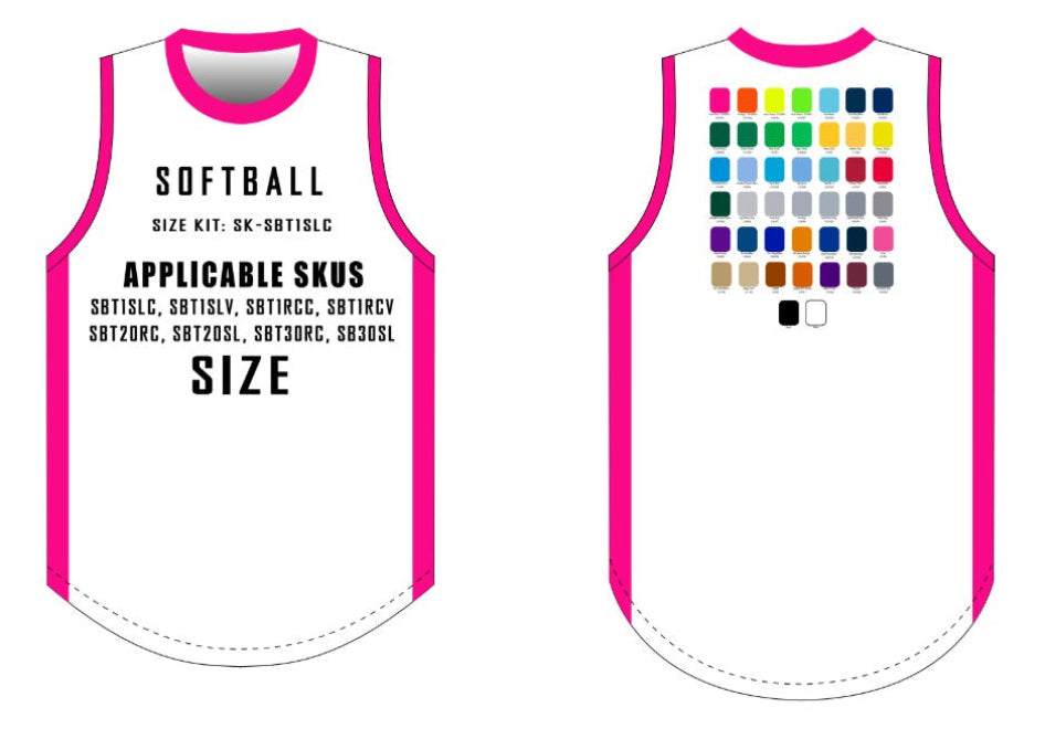 Sleeveless Softball Jersey Size Samples