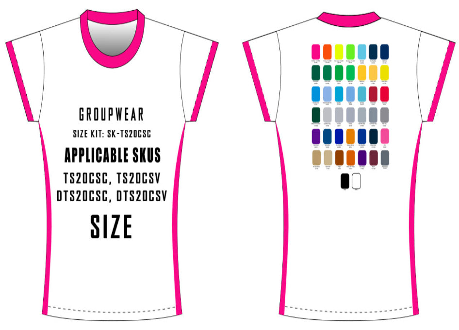 Female Cap Tee Size Samples