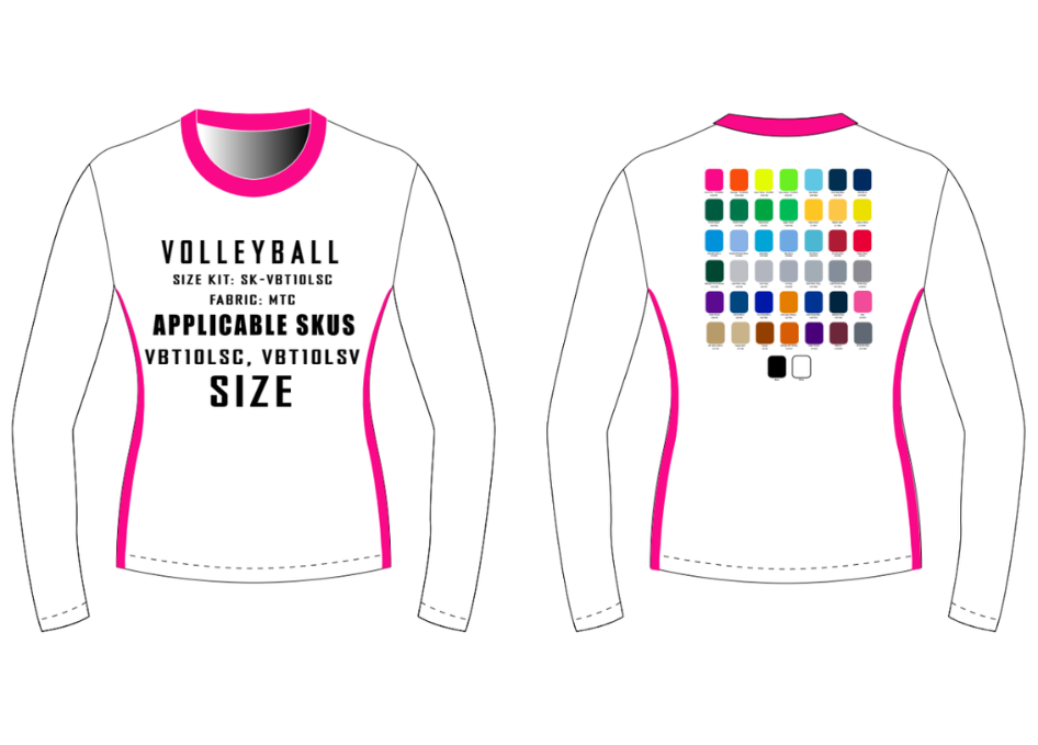 Long-Sleeve Stretch Volleyball Jersey Size Kit