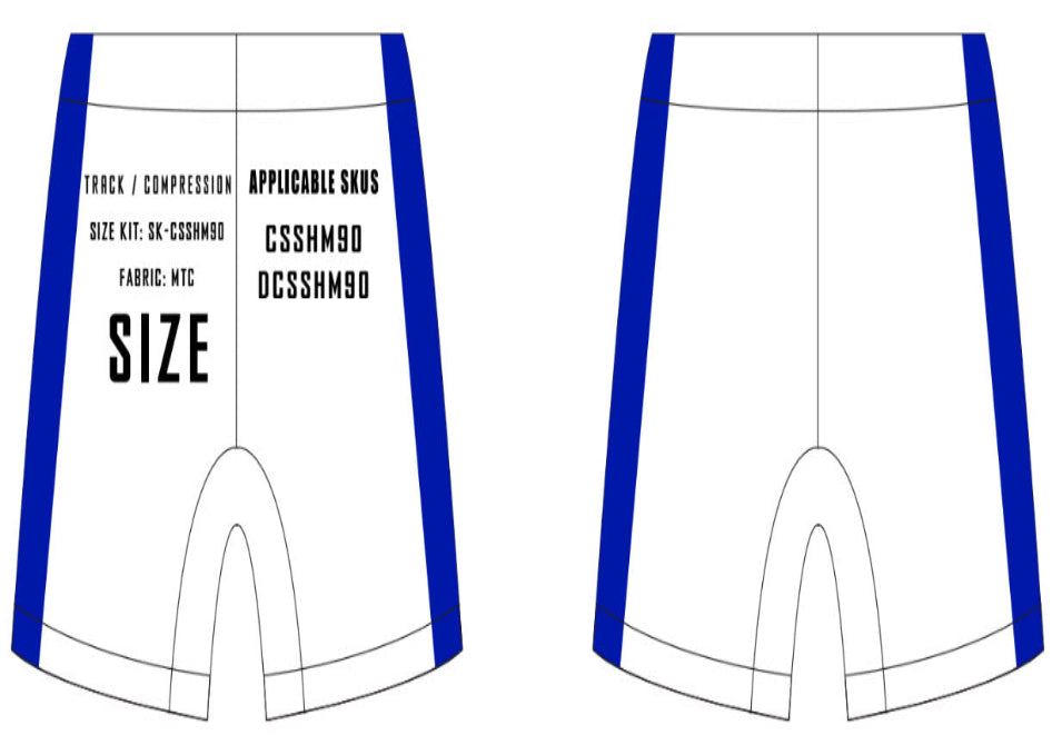 9" Male Compression Shorts Size Samples