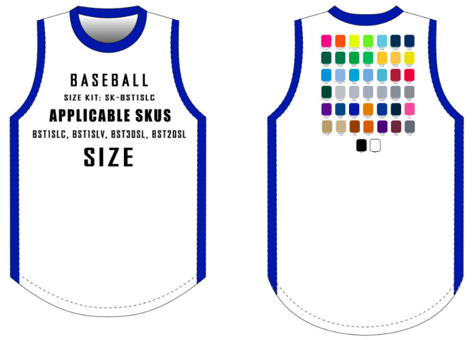 Sleeveless Baseball Jersey Size Samples